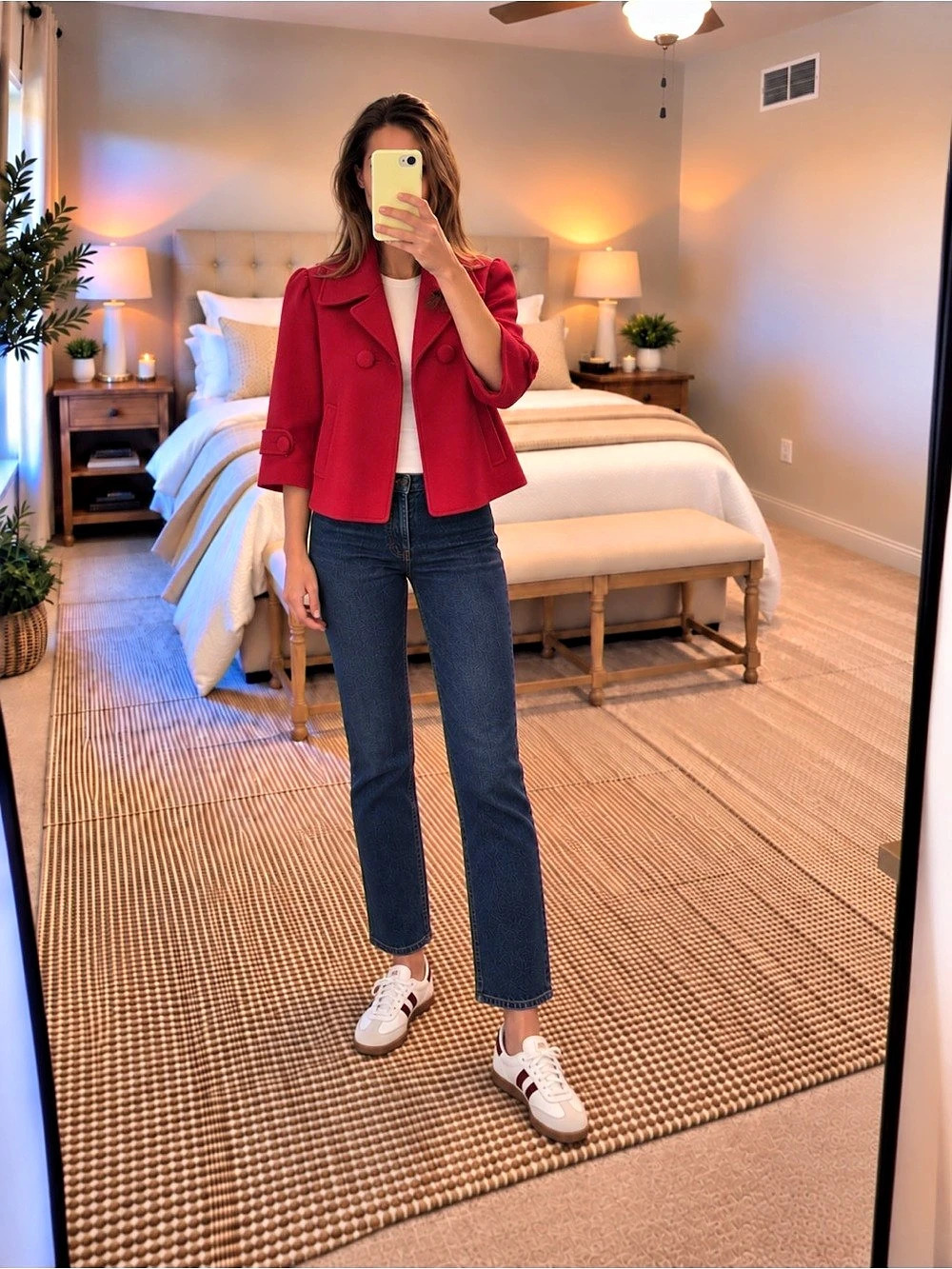 Forever 21 Red Pea Coat Medium
